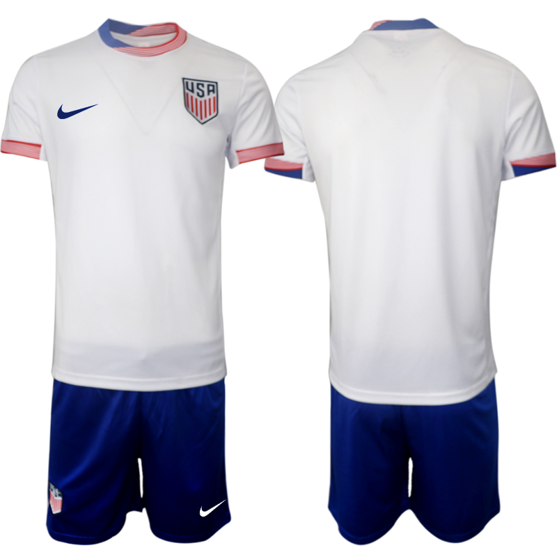 Men 2024-2025 United States home White Blank Soccer Jersey->united states jersey->Soccer Country Jersey